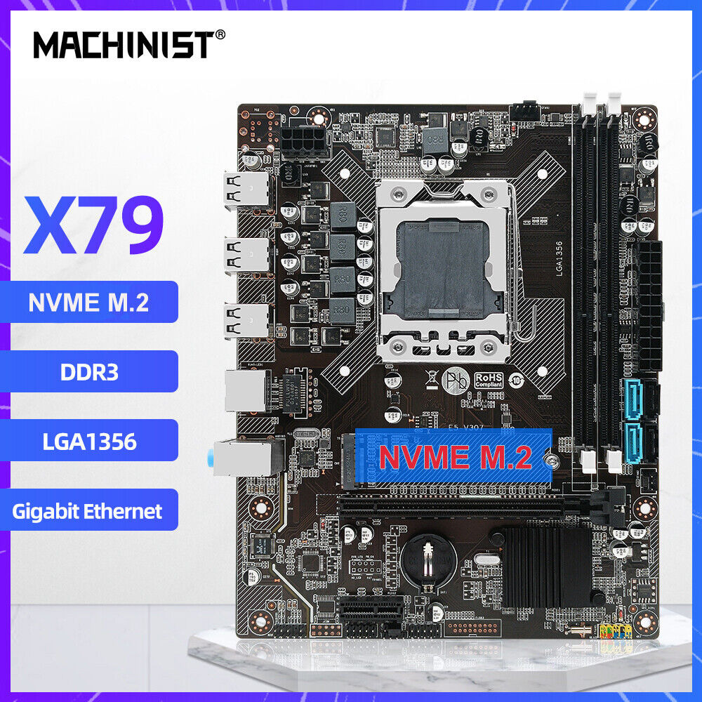 Intel X79 LGA 1356 M.2 NVME DDR3 RAM Support Xeon E5 CPU Desktop Motherboard