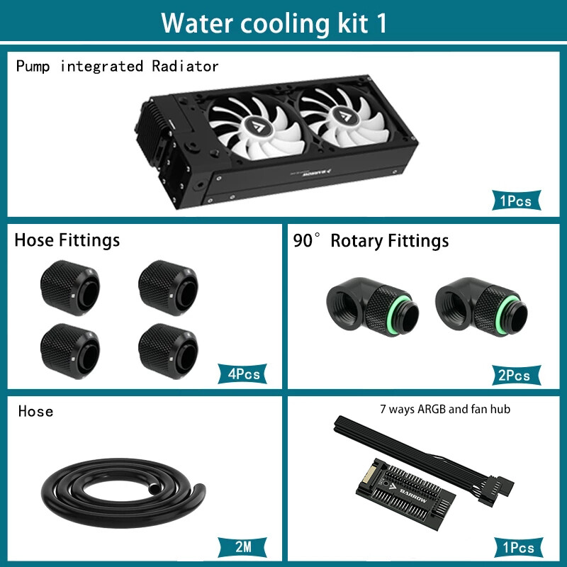 Barrow Water Cooling Kits 240mm 360mm Radiator + 17W PWM Pump + Fan + Pants Fittings