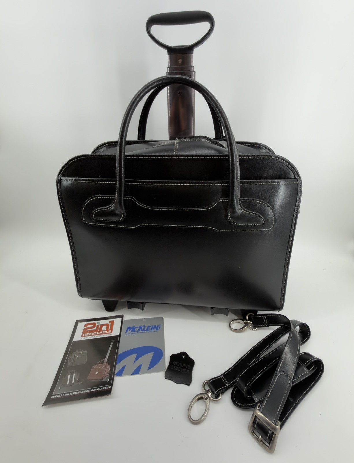 McKlein Willowbrook Women’s 17" Leather Detachable-Wheeled Rolling Laptop Case 
