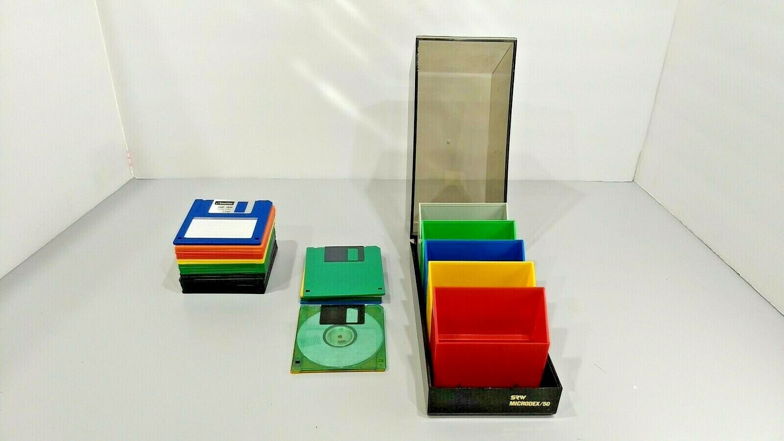 SRW Microdex / 50 For 3.5” Floppy Disks With 28 Disks TDK/ Memorex/Imation  