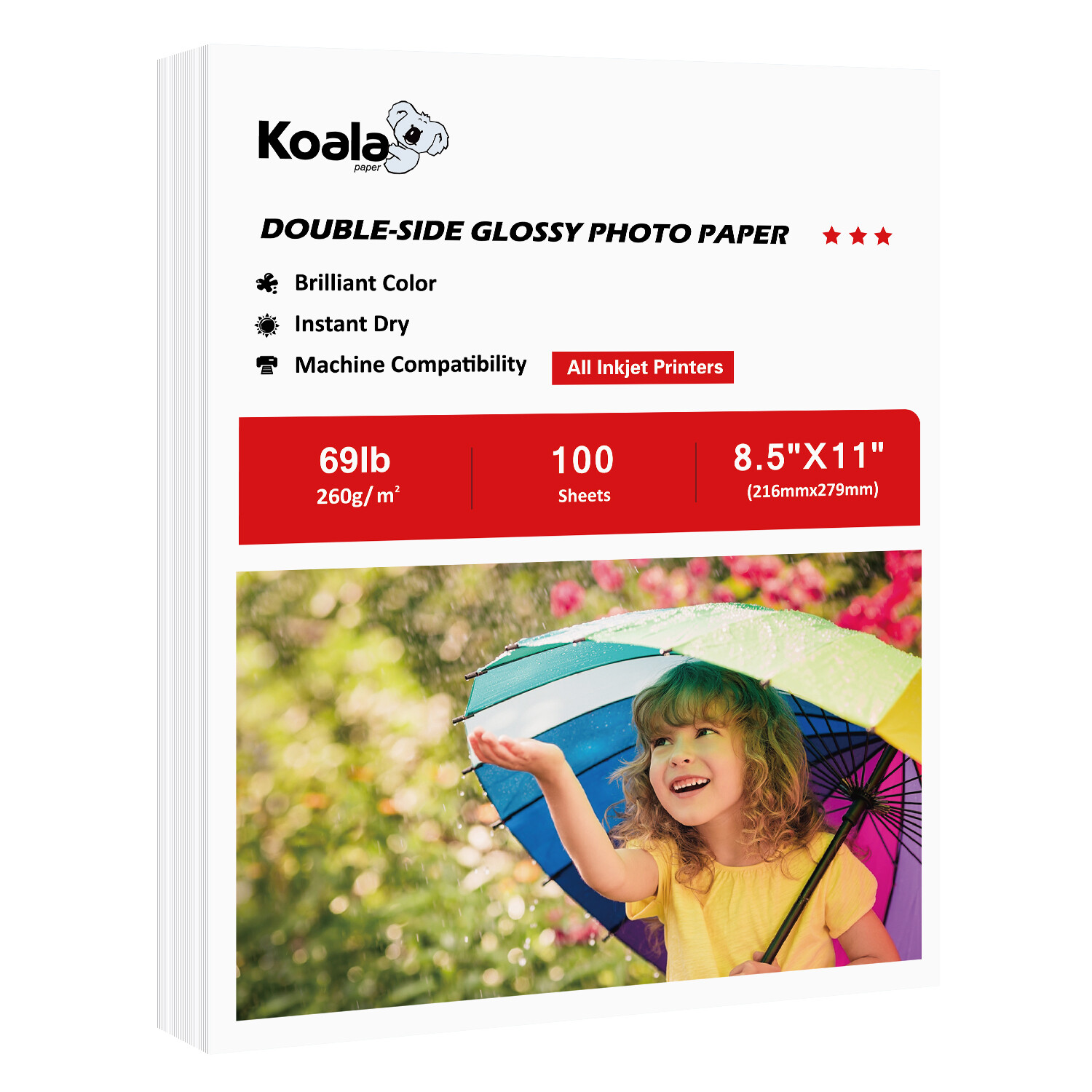 Lot Koala Double Sided Photo Paper 8.5x11 69lb Thick for Inkjet / Laser Printers