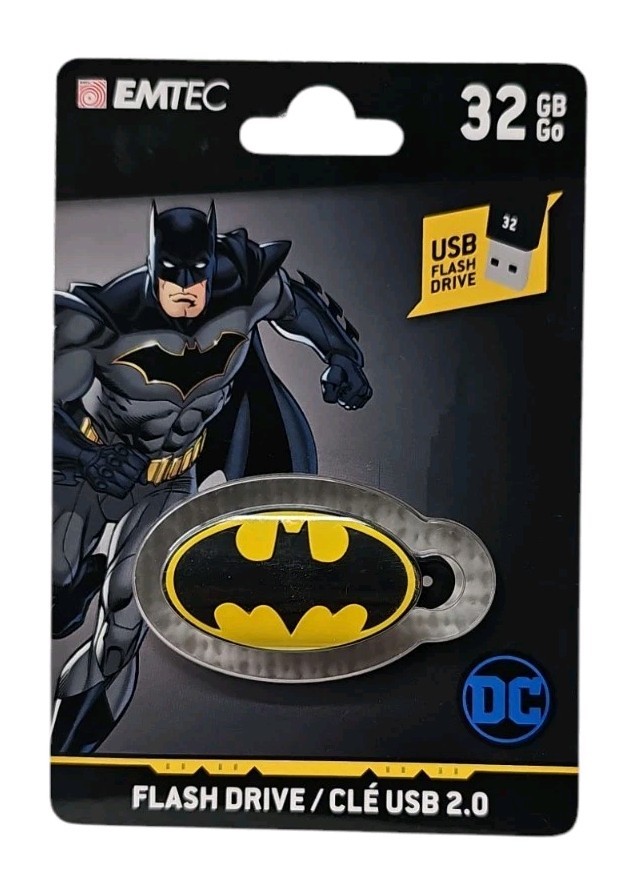 Batman 32 GB USB Flash Drive 2.0 Emtec Keychain DC Comics WB Sheild New