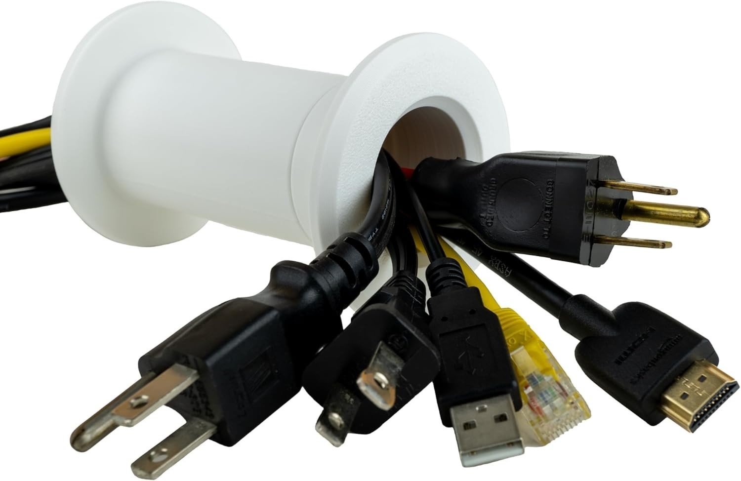 Cable Pass Through Wall Port | Standard (3-5/8" to 5-1/4"), White