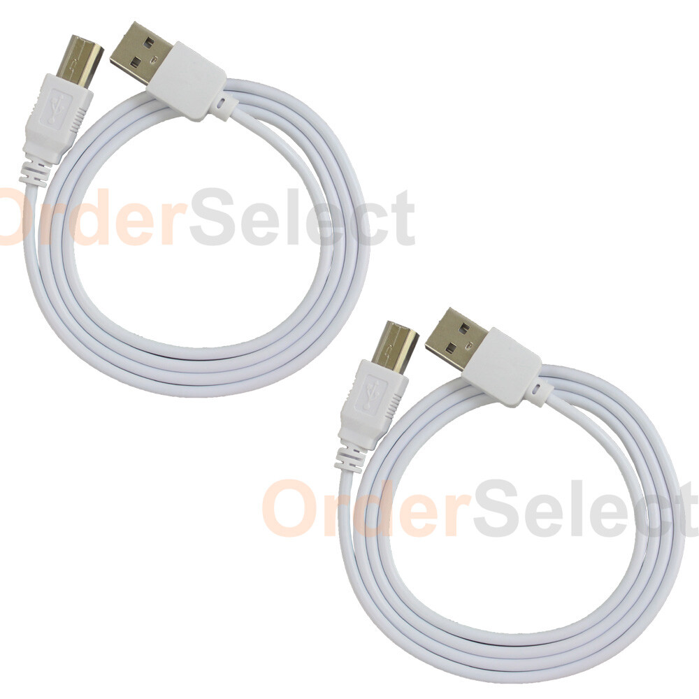 2X 3ft USB2.0 A Male to B Male Printer Scanner Cable Cord HOT (U2A1-B1-03WHT)