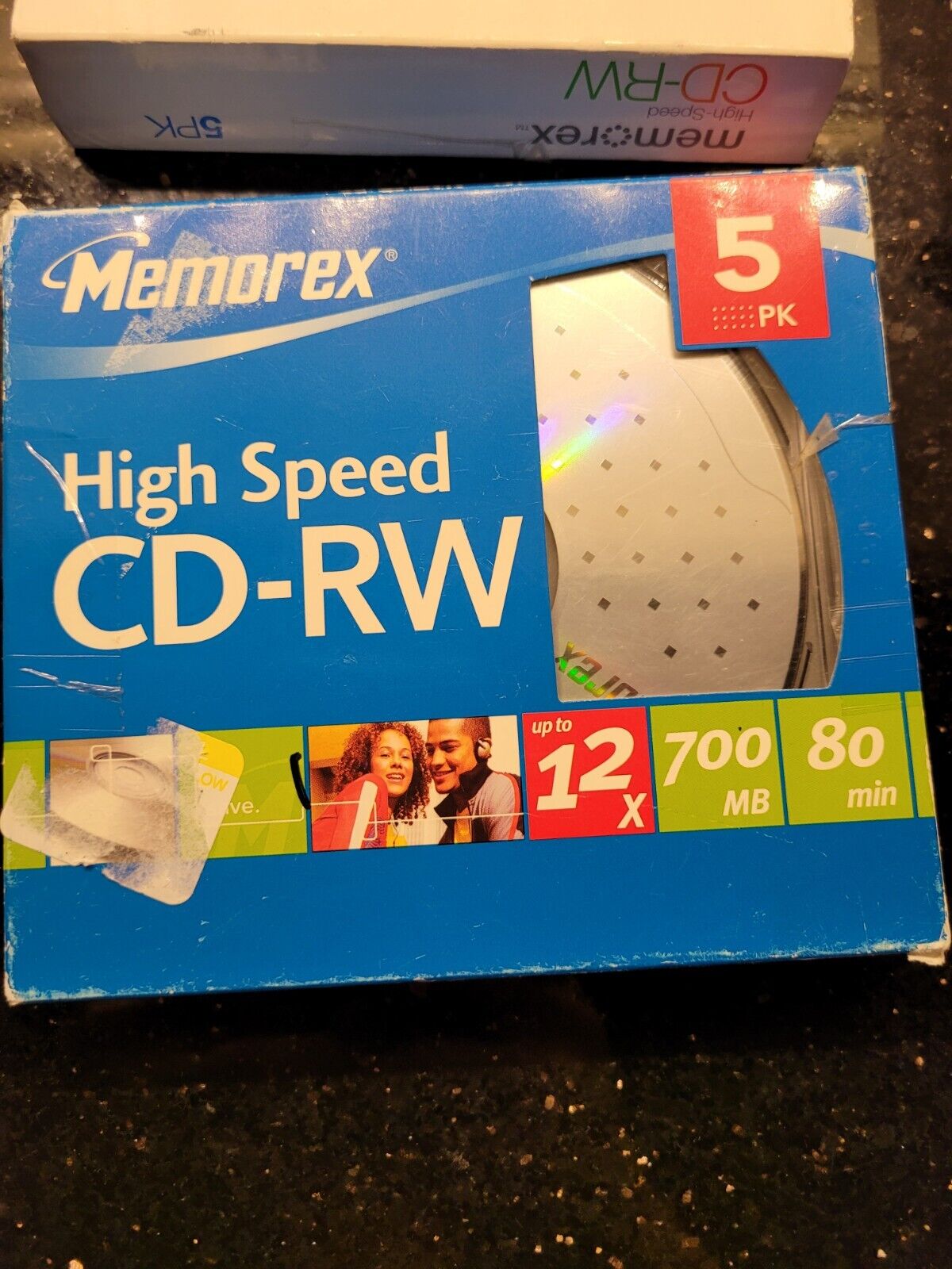 Memorex High Speed CD-RW 5 PACK 12x 700 MB 80 Min unused. OPEN box