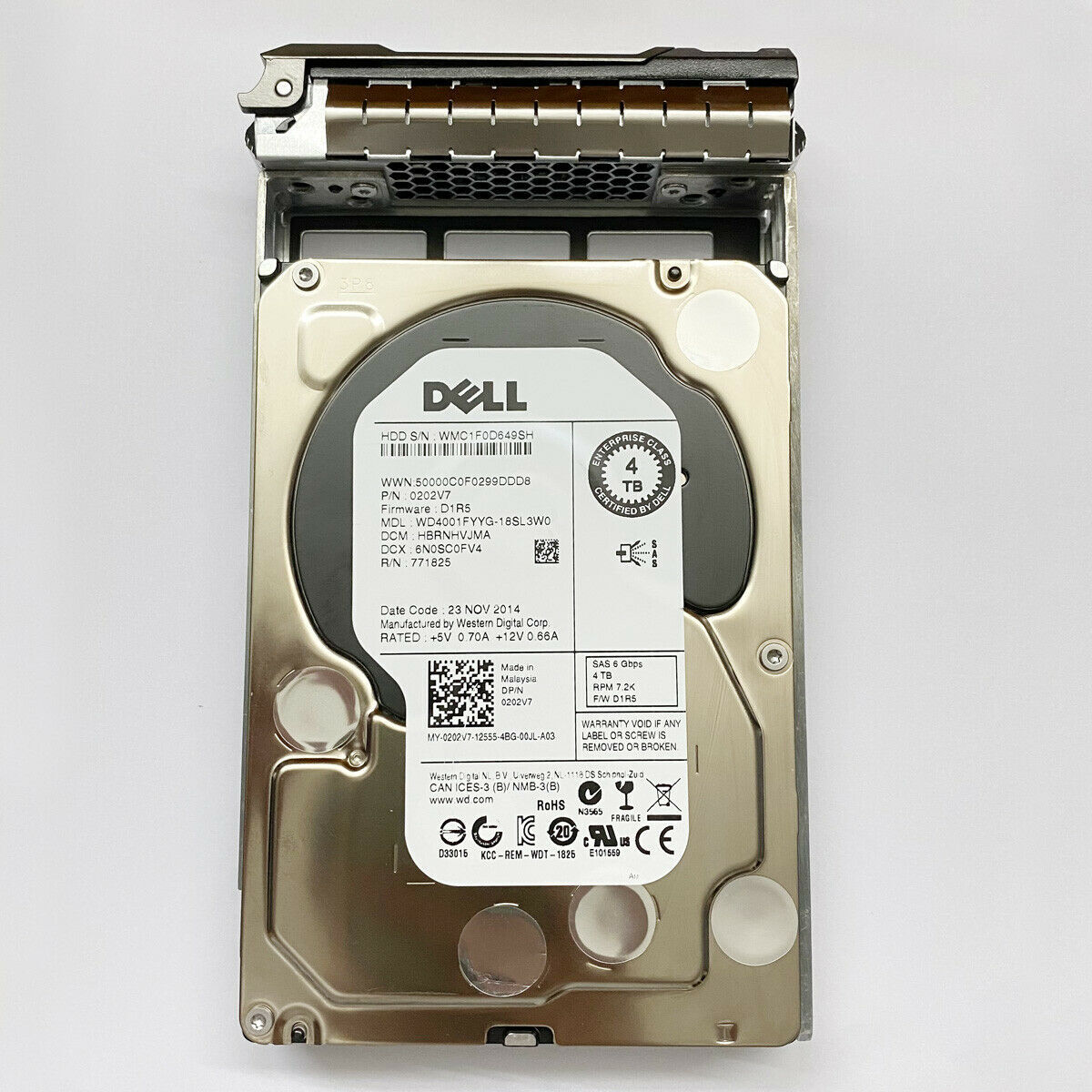 Dell WD4001FYYYG 202V7 3.5-inch 4T SAS 7.2K 6G Server Hard Disk W/ Tray