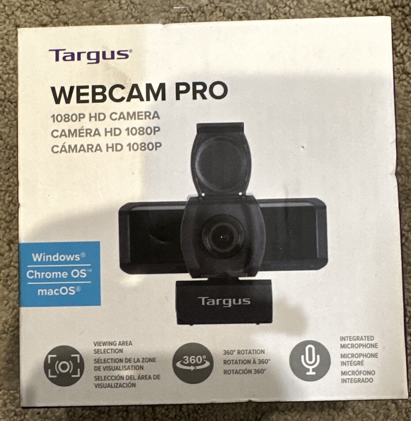Targus Webcam Pro 1080P HD Camera Integrated Mic AVC041 New