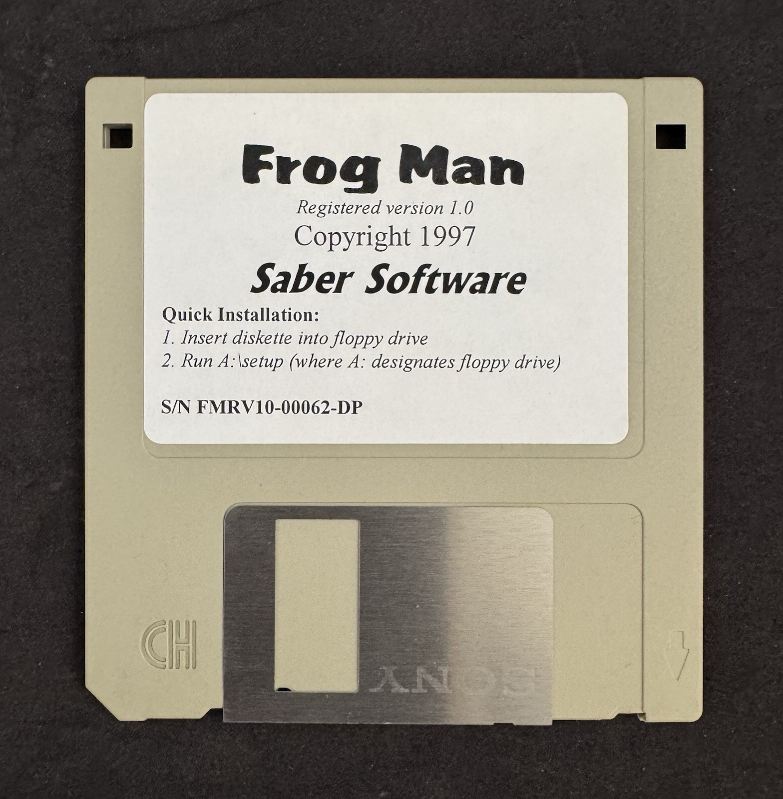 Vintage 1997 Frog Man by Saber Software Floppy Disk
