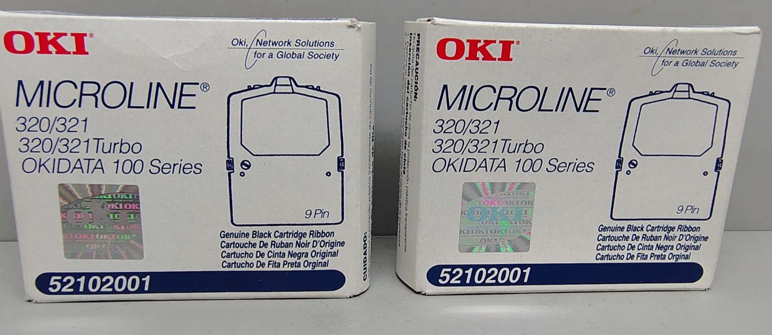 Lot of 2 OKI 52102001 Black Ribbon Cartridge Microline 320 321 Turbo 100 Series