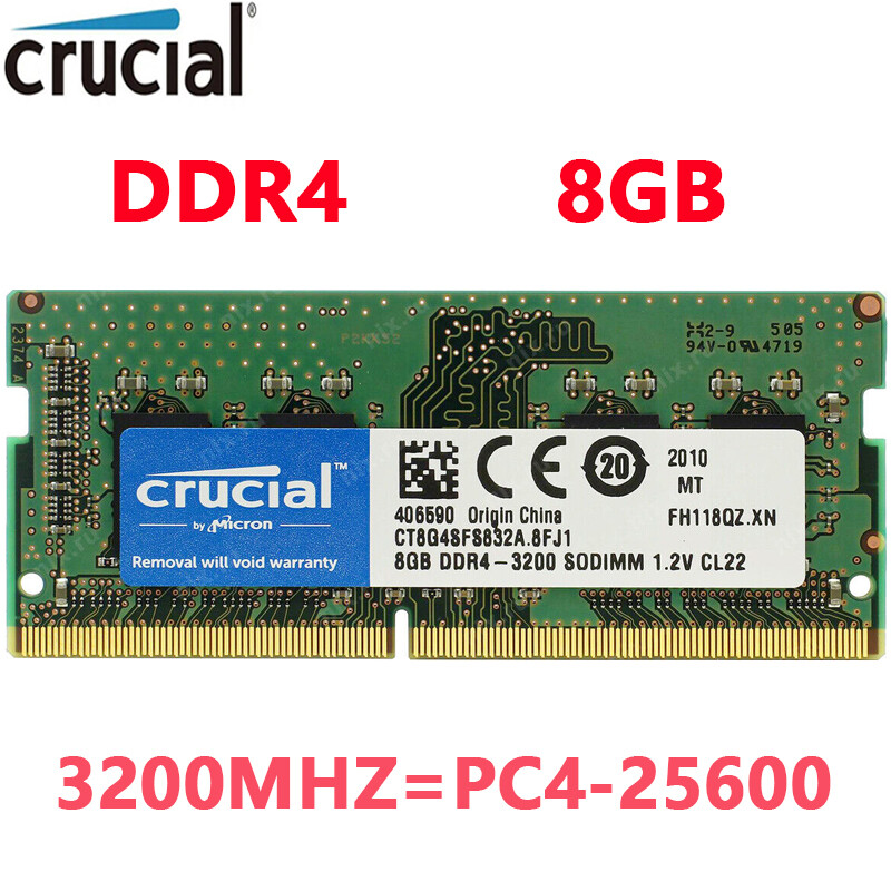 Crucial DDR4  8GB 1 x 8GB 3200 MHz PC4-25600 260-Pin SODIMM Notebook Memory RAM