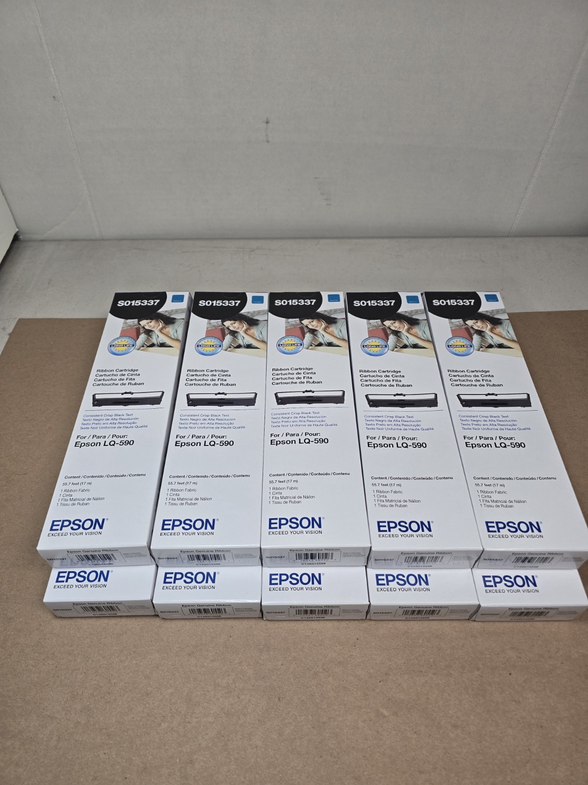 Pack Of 10 NEW Genuine Epson Black Ribbon Cartridge S015337 for LQ-590  Sealed 