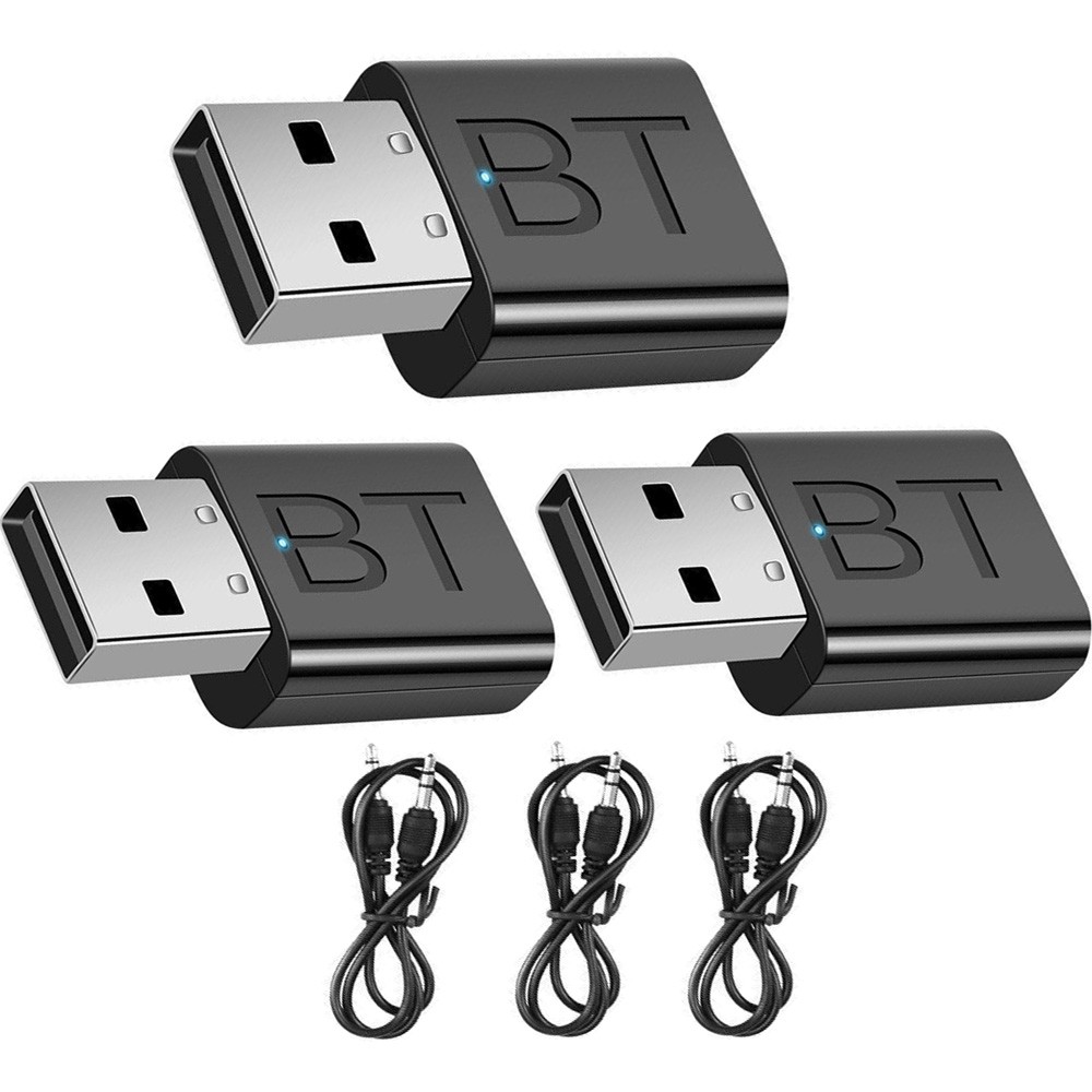 3PCS 2-in-1 USB Bluetooth 5.0 Transmitter Receiver AUX Adapter For TV/PC/Car