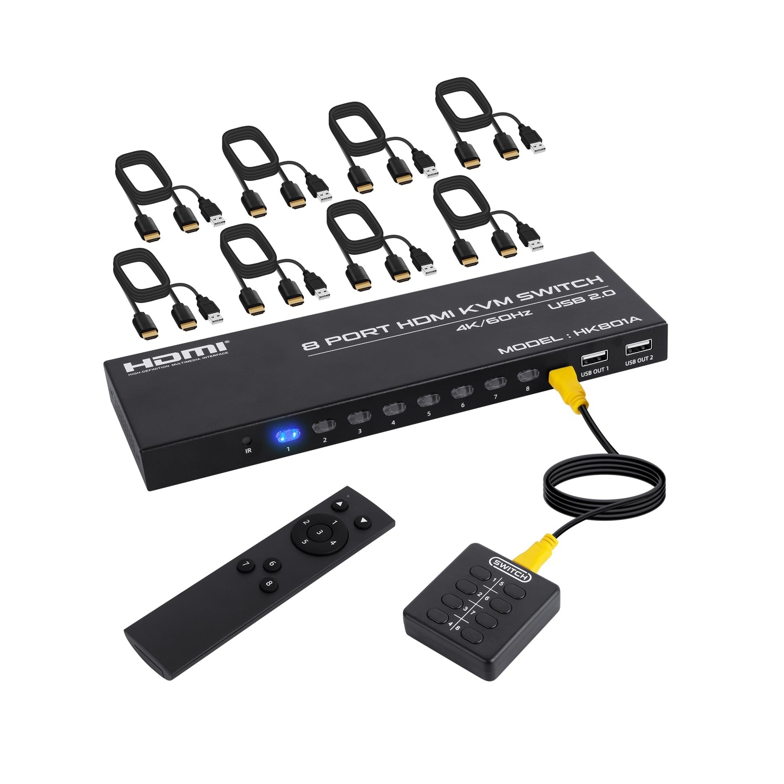 4K@60Hz HDMI KVM Switch 8 Port, HDMI KVM Switch for 8 PC Sharing 1 4K Monitor...