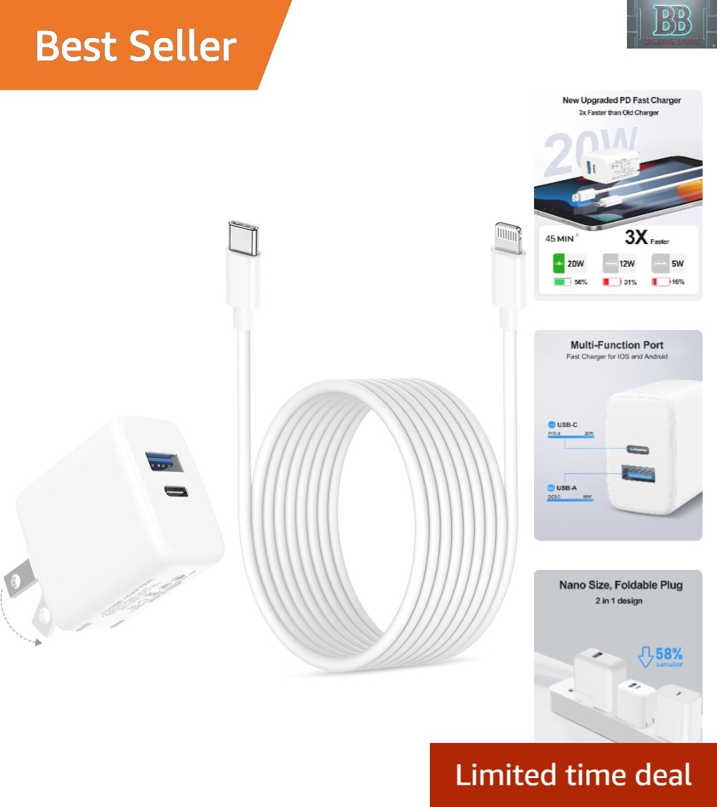 20W Dual Port Fast Charger for iPad 9th 8th 7th 6th 5th Generation 10.2 inch,...