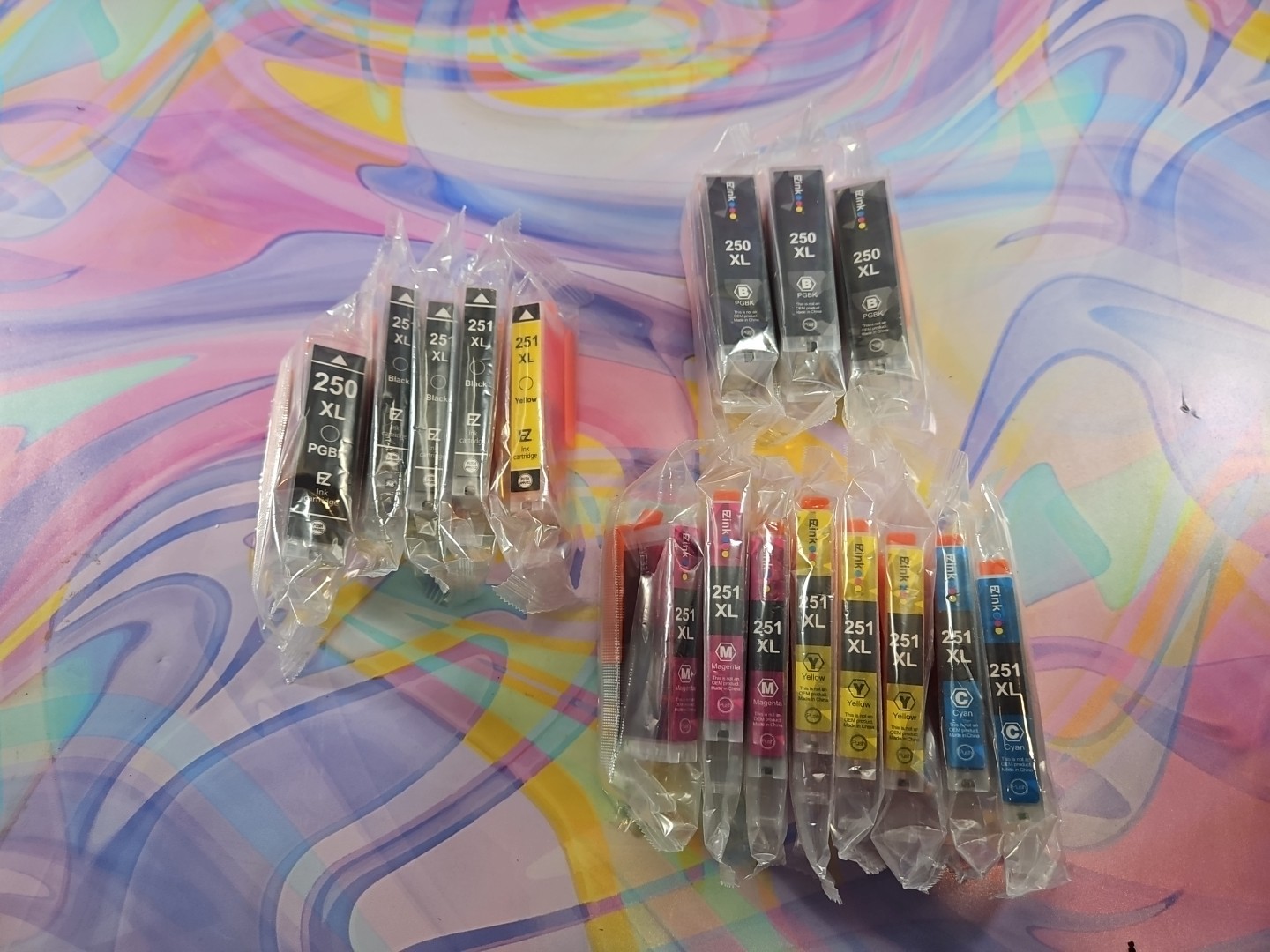 EZInk 250XL 251XL Canon Printer Ink 14/15 (Black, Cyan, Magenta, Yellow) + 5