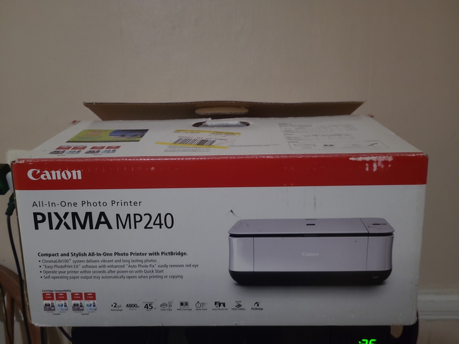 Nice New Canon PIXMA MP240 All-In-One Photo Printer Factory Sealed - Missing Ink