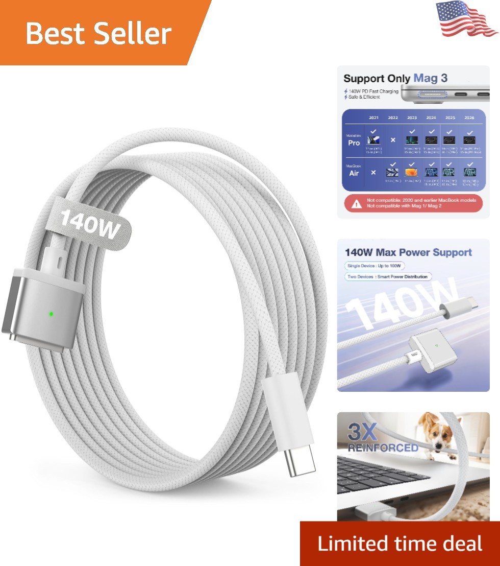 Compact 6.6FT Magnetic USB-C Charger with LED Indicator for MacBook Air & Pro