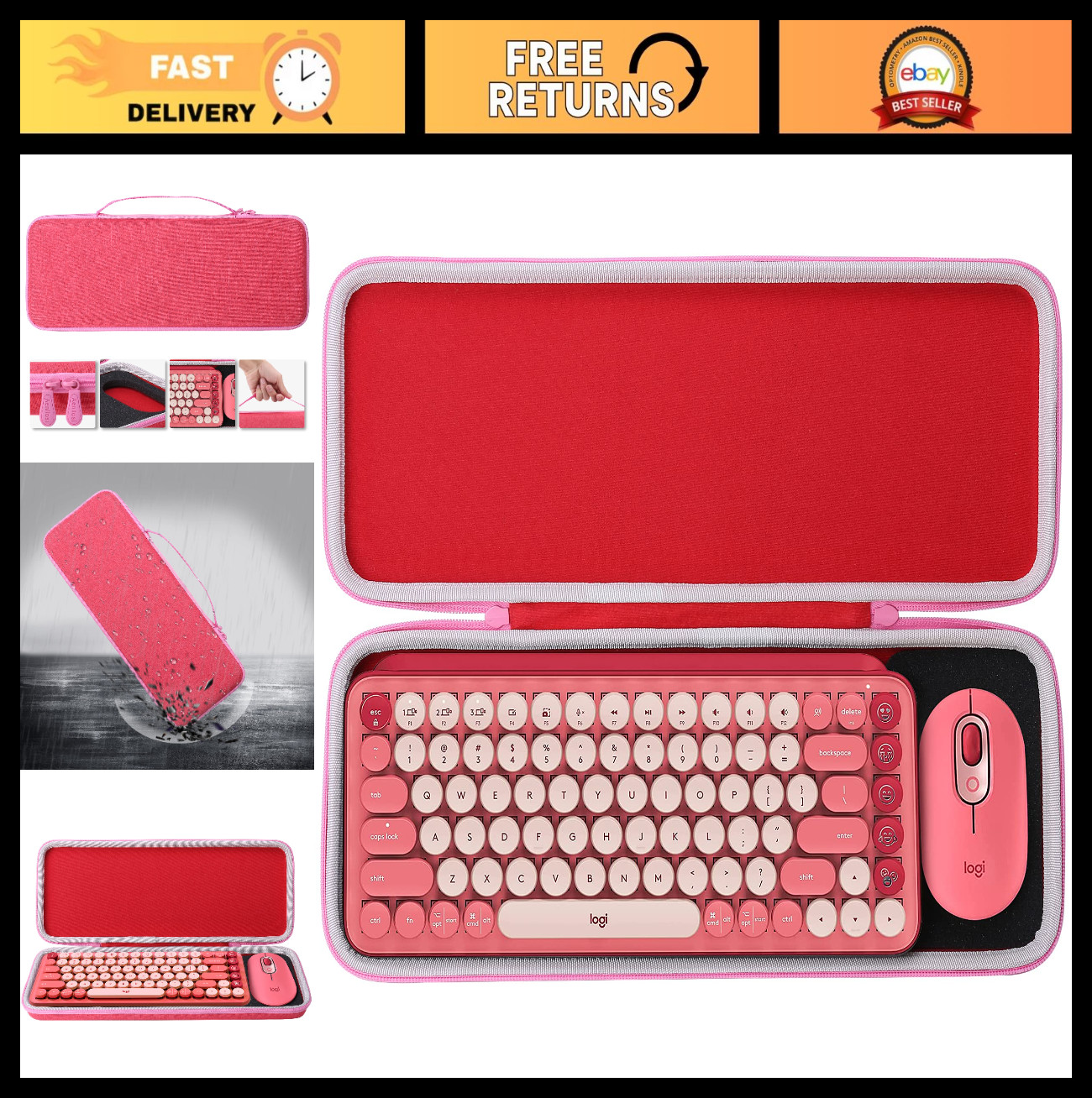 Hard Carrying Case for Logitech POP ICON Combo & POP Keys Mechanical Keyboard -