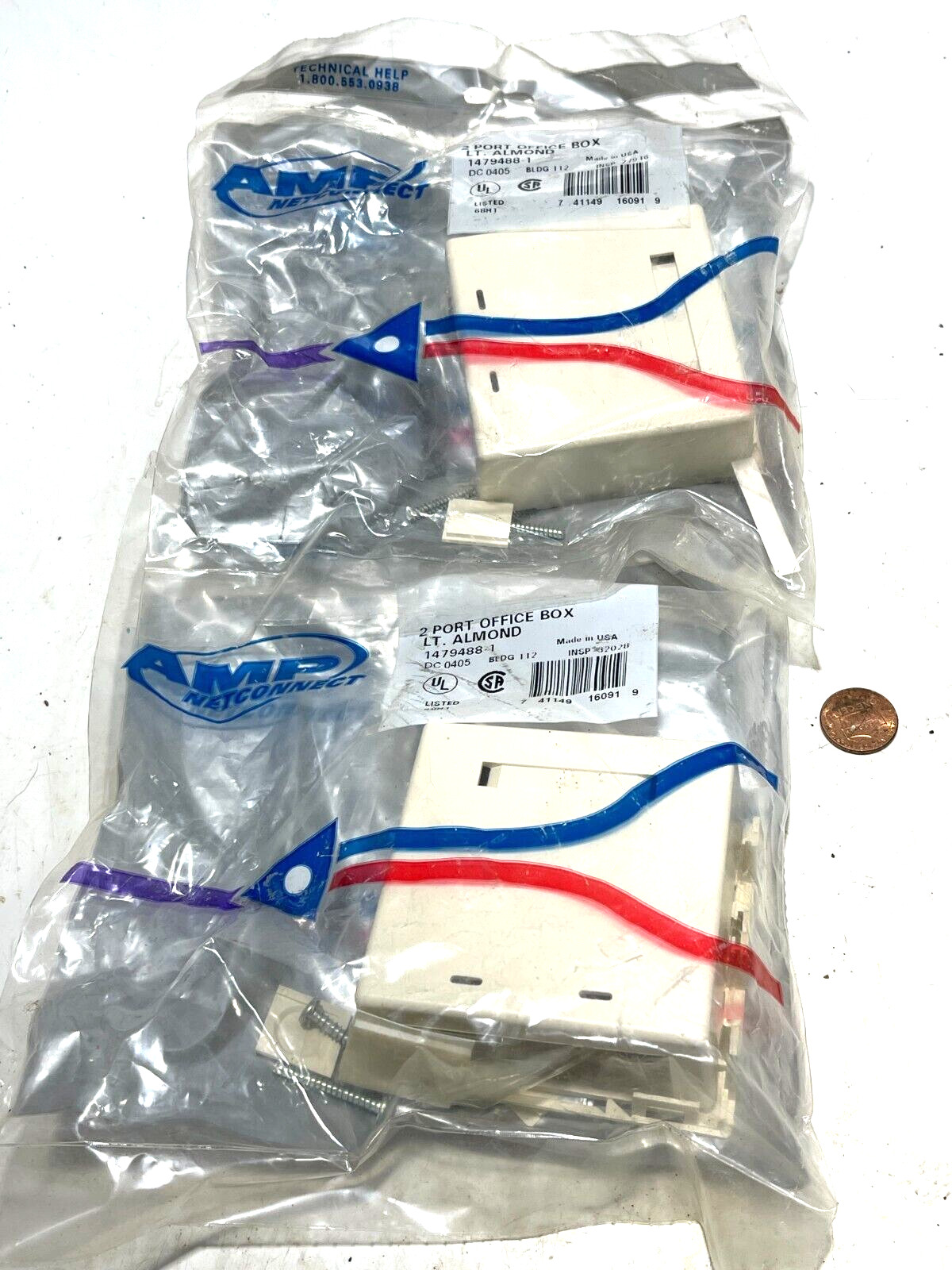 Lot Of 4 Tyco Electronics 1479488-1 TWO PORT OFFICE BOX Lt Almond SURFACE OUTLET