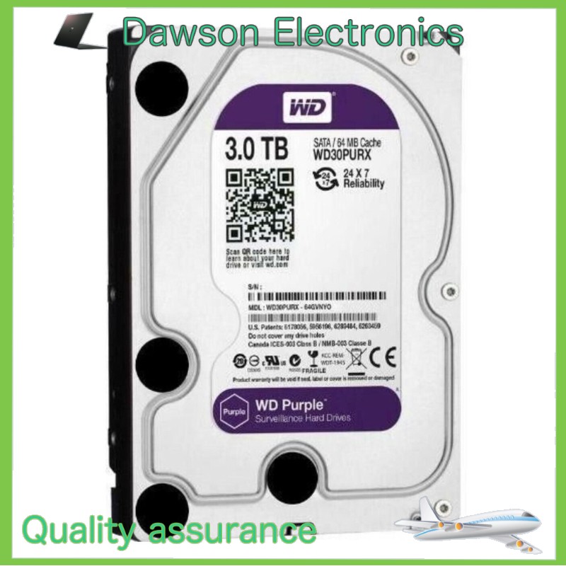 Western Digital WD30PURX Purple 64MB 3TB SATA 3.5" Internal Desktop HDD PC CCTV