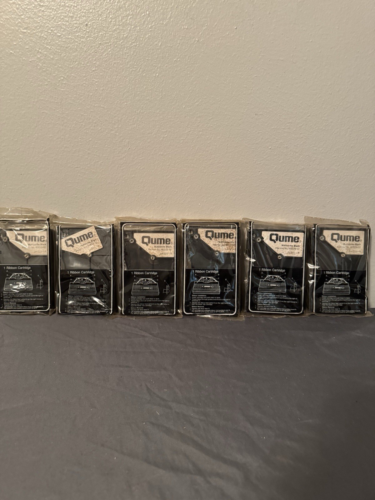 Lot of 6 Qume 80029-02 Multistrike Black Ribbon Cartridge Sprint 1 3 5 NOS