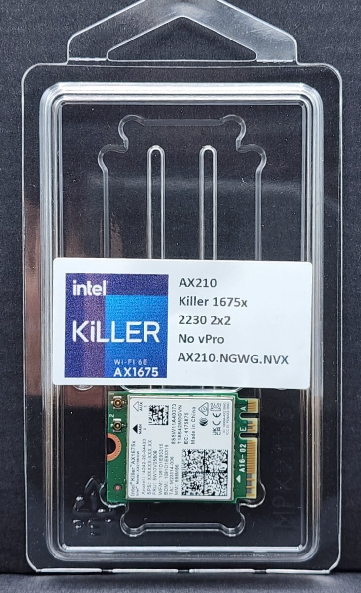 Intel Killer 6E AX1675x 1675 x Tri Band M.2 2230 BT WiFi gaming AX210.NGWG.NVX