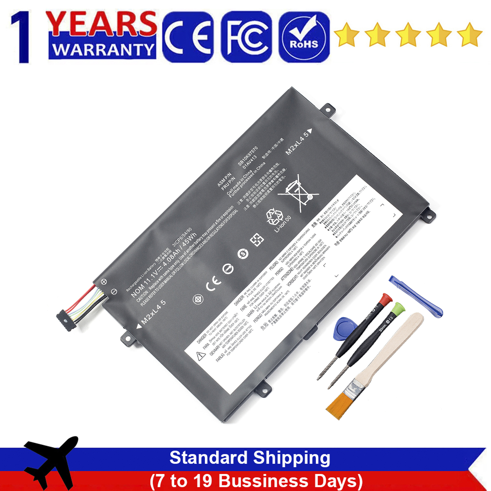 01AV411 01AV412 01AV413 Battery For Lenovo ThinkPad E470 E470C E475 SB10K97569