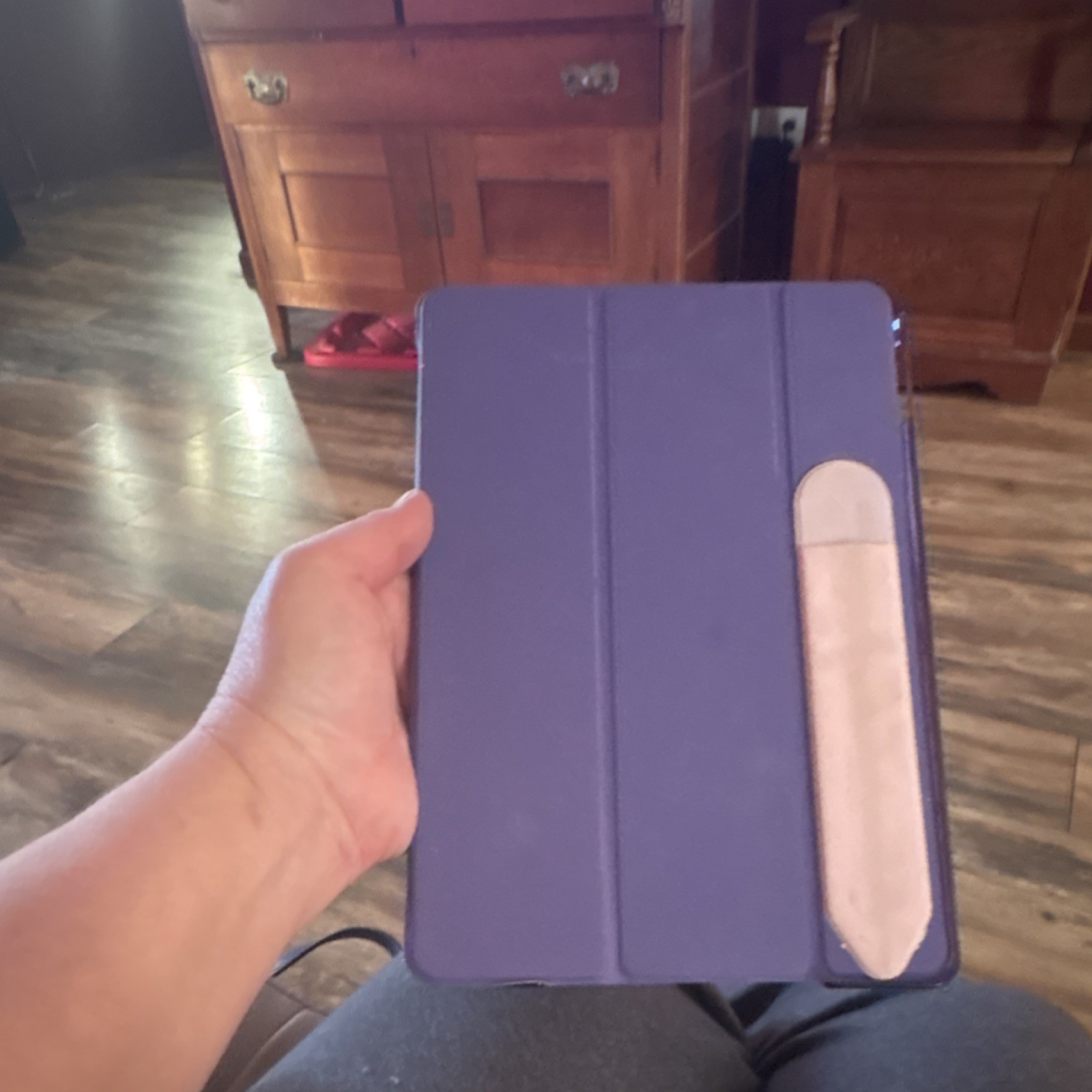 Purple Synthetic Leather Folding Folio Tablet Case