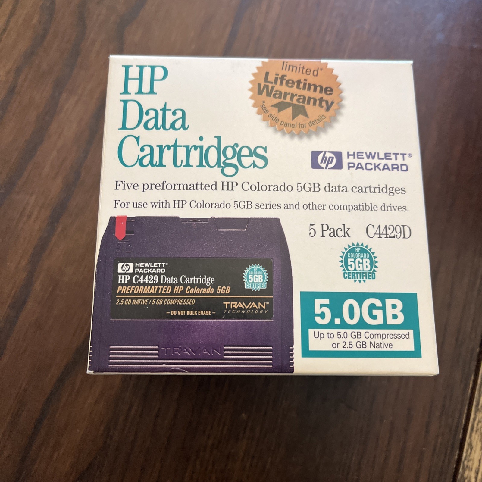 C4429D HP Data Cartridges 5 Pack: Preformatted HP Colorado 5GB - Travan Tape New