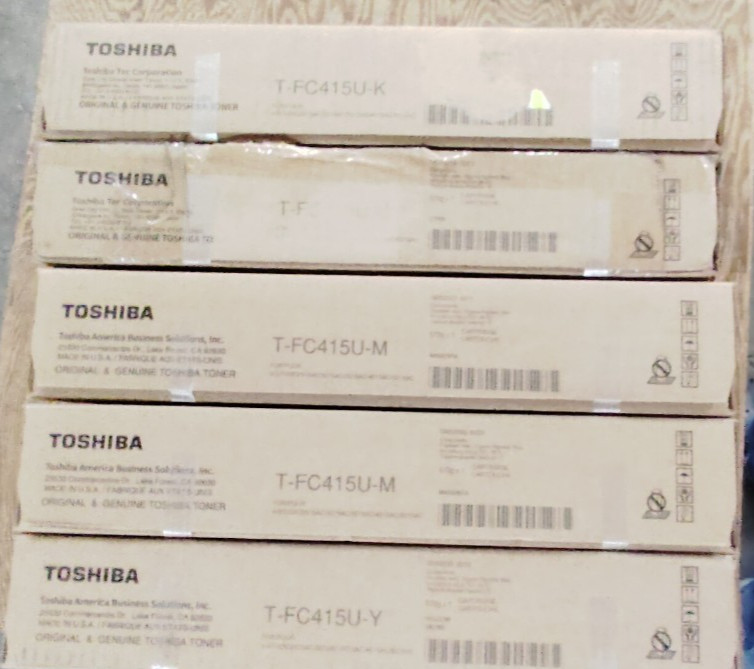 Lot of ( 5 ) Genuine Toshiba  T-FC415U-K/C/M/Y Toner Cartridges. Factory Sealed