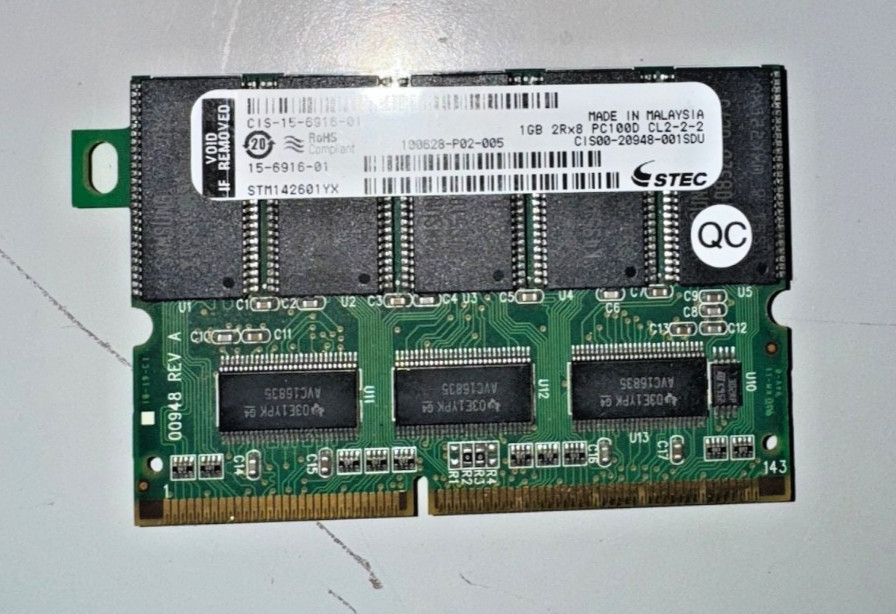 STEC ,15-6916-01,  CISCO 1GB Dram, Ram 2Rx8, PC100D Memory 6500 Sup32 Sup720