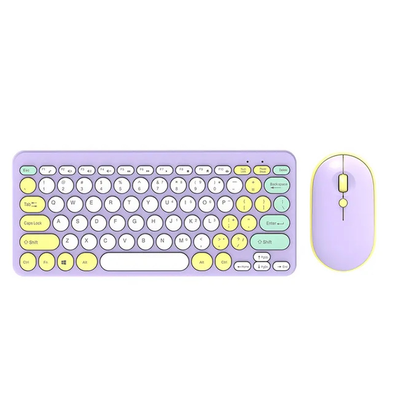 2.4G Wireless Keyboard and Mouse Combos Boys and Girls Cute round Key Office 