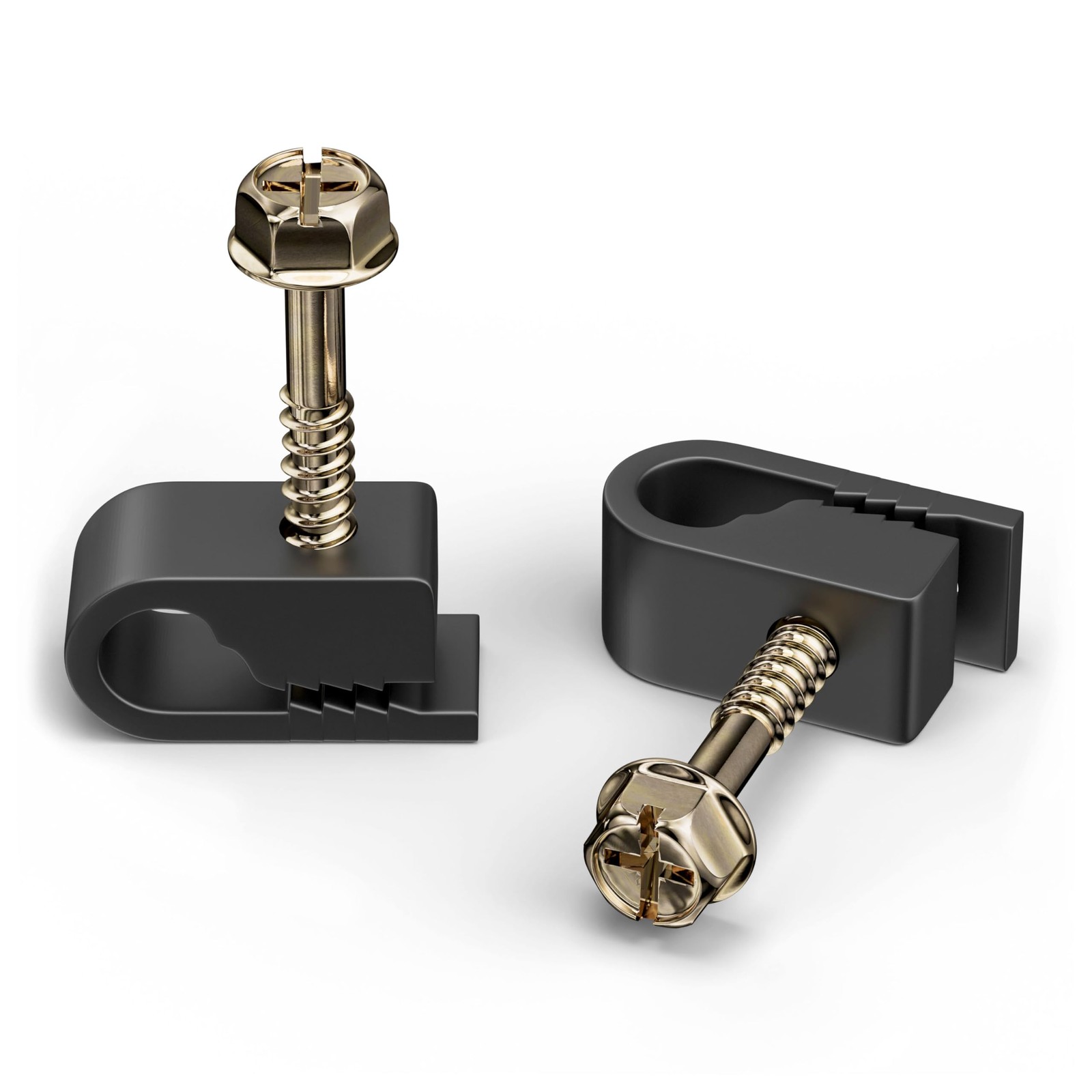 Single Cable Clips with Screws 1/4 Inch Coaxial Clamps Outdoor 100 PCS Black