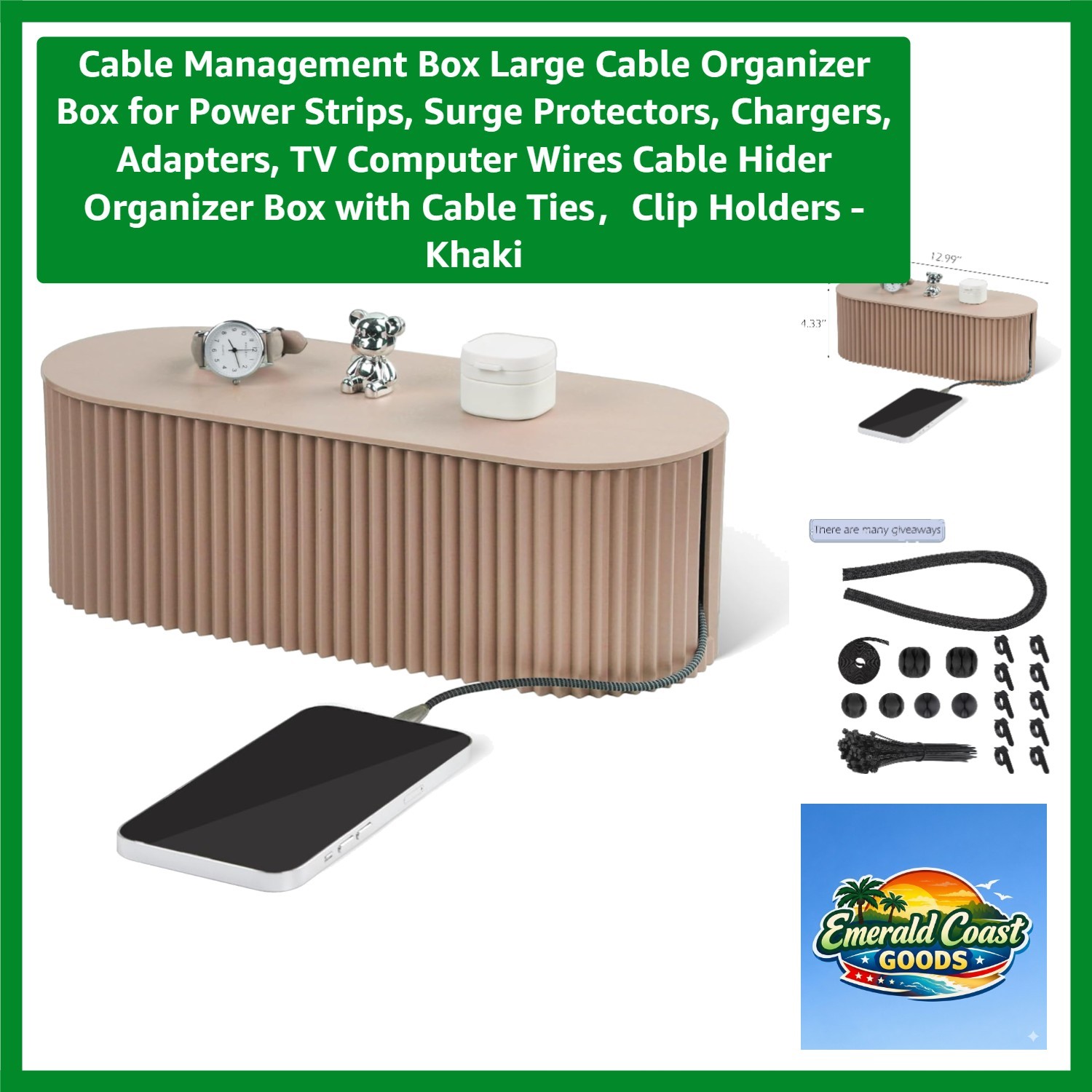 Large Cable Organizer Box: Hide Wires & Surge Protectors Safely