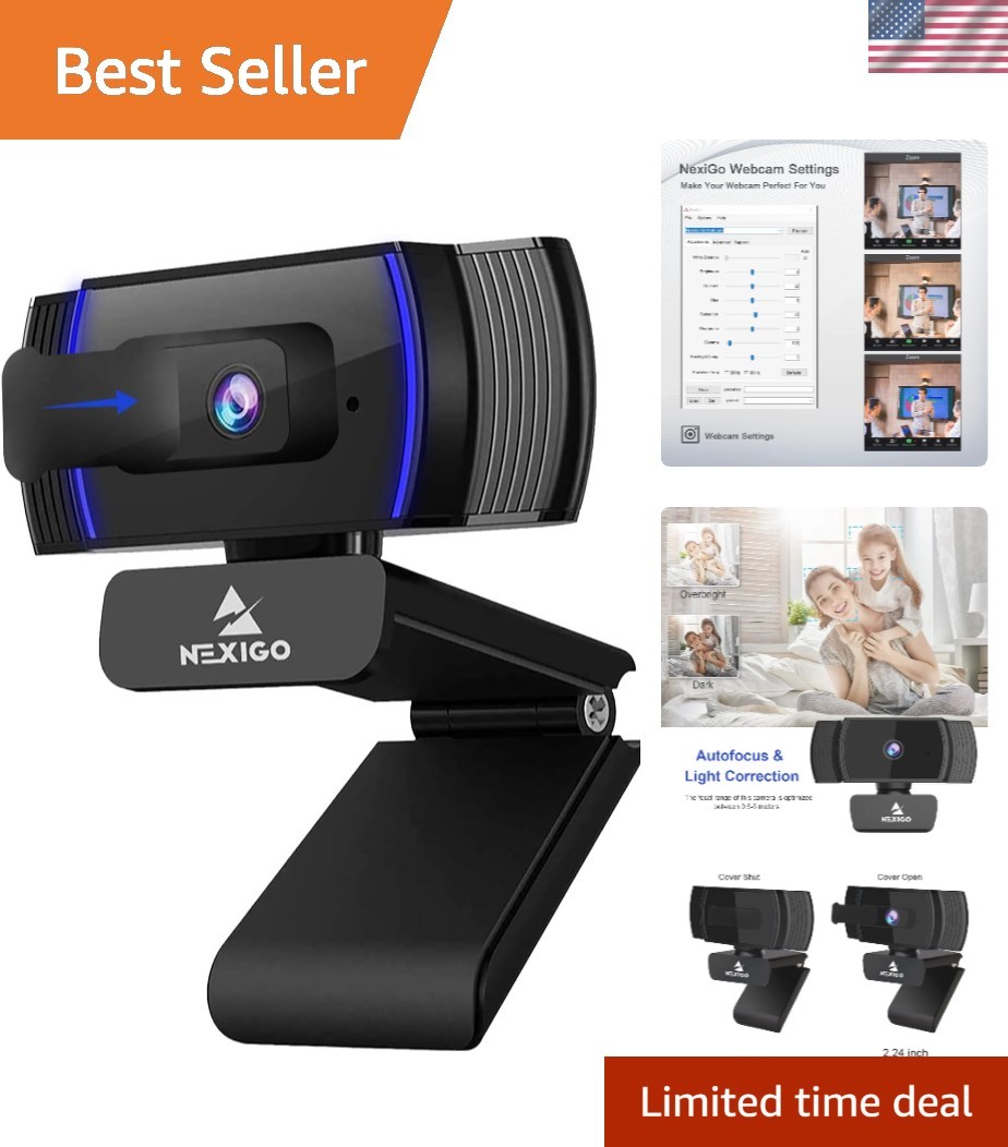 1080p Autofocus Webcam with Microphone - Perfect for Zoom & Teams
