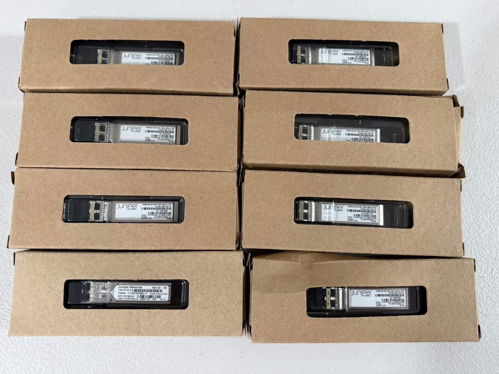 Lot of 8 – Brand New Juniper Networks 10GBASE-SR SFP+ Optical Transceivers