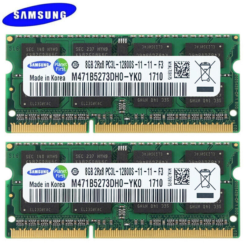 SAMSUNG DDR3L 1600MHz 16GB (2 x 8GB)  PC3L-12800 2Rx8 Laptop Memory SODIMM RAM