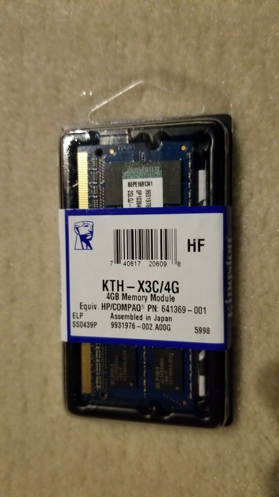 Kingston HP 4GB x1 DDR3-1600MHZ KTH-X3C/4G Laptop RAM, New Factory Sealed