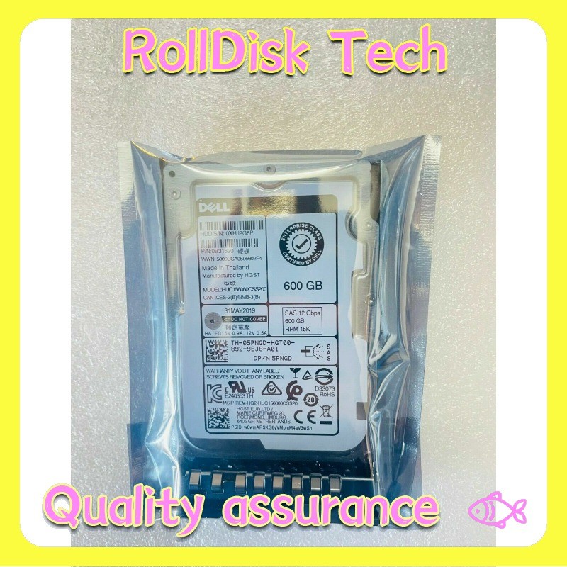 New DELL 600GB 2.5" SAS 12Gb/s 15K Hard Drive HDD 5PNGD +14th Series Caddy GEN14