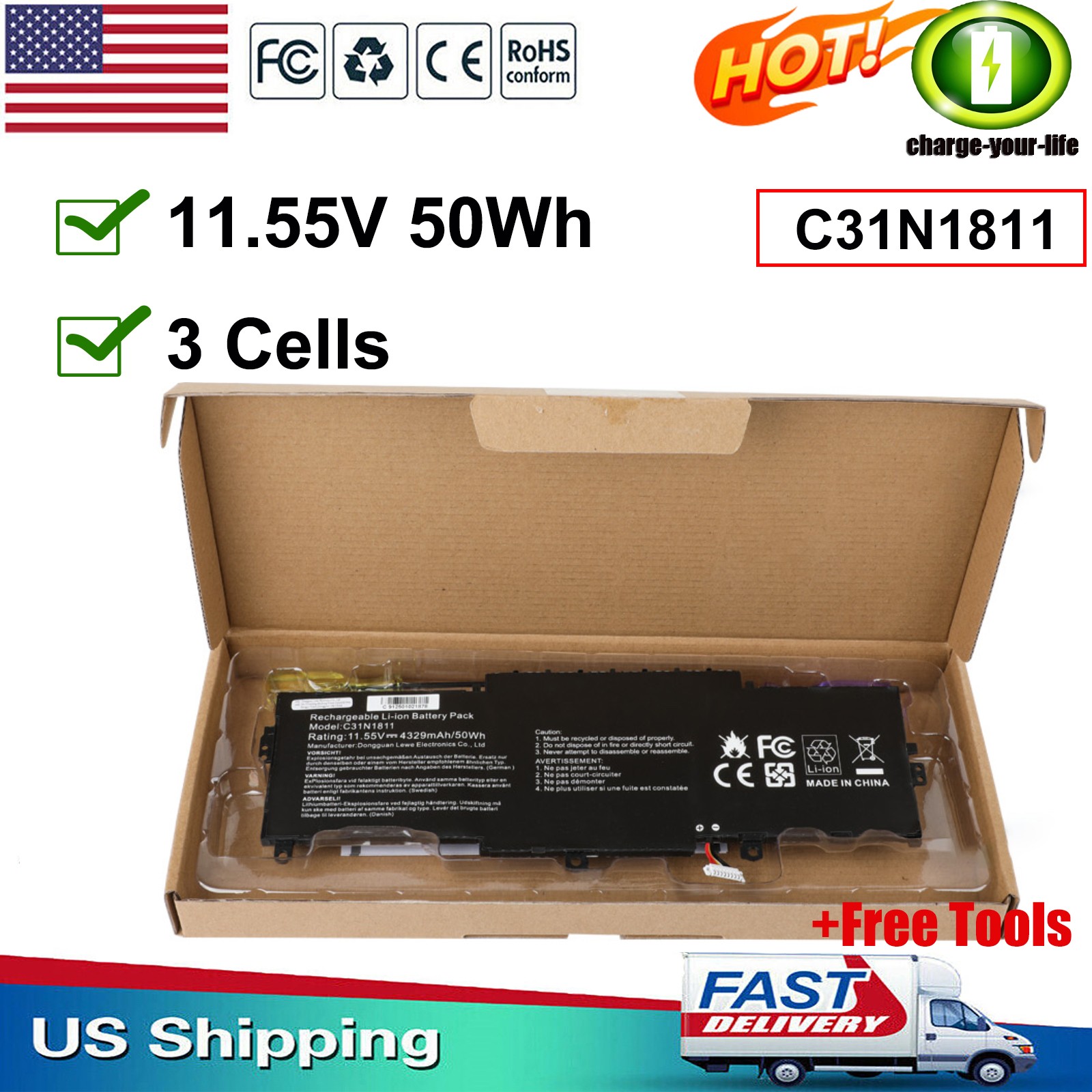 C31N1811 Battery For Asus ZenBook 14 UX433FA UX433FN UX433FQ U433FN RX433FN 50WH
