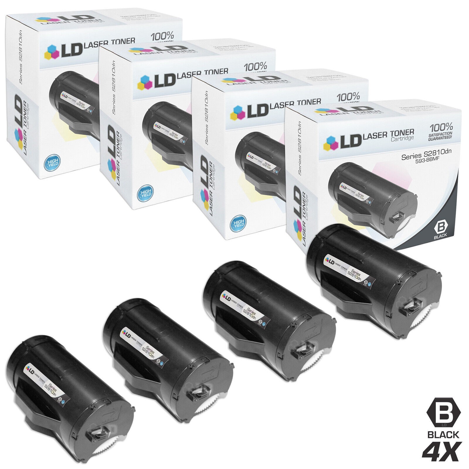 LD Compatible Dell 593-BBMF 4PK HY Black Toners for S2810DN, H815DW, S2815DN