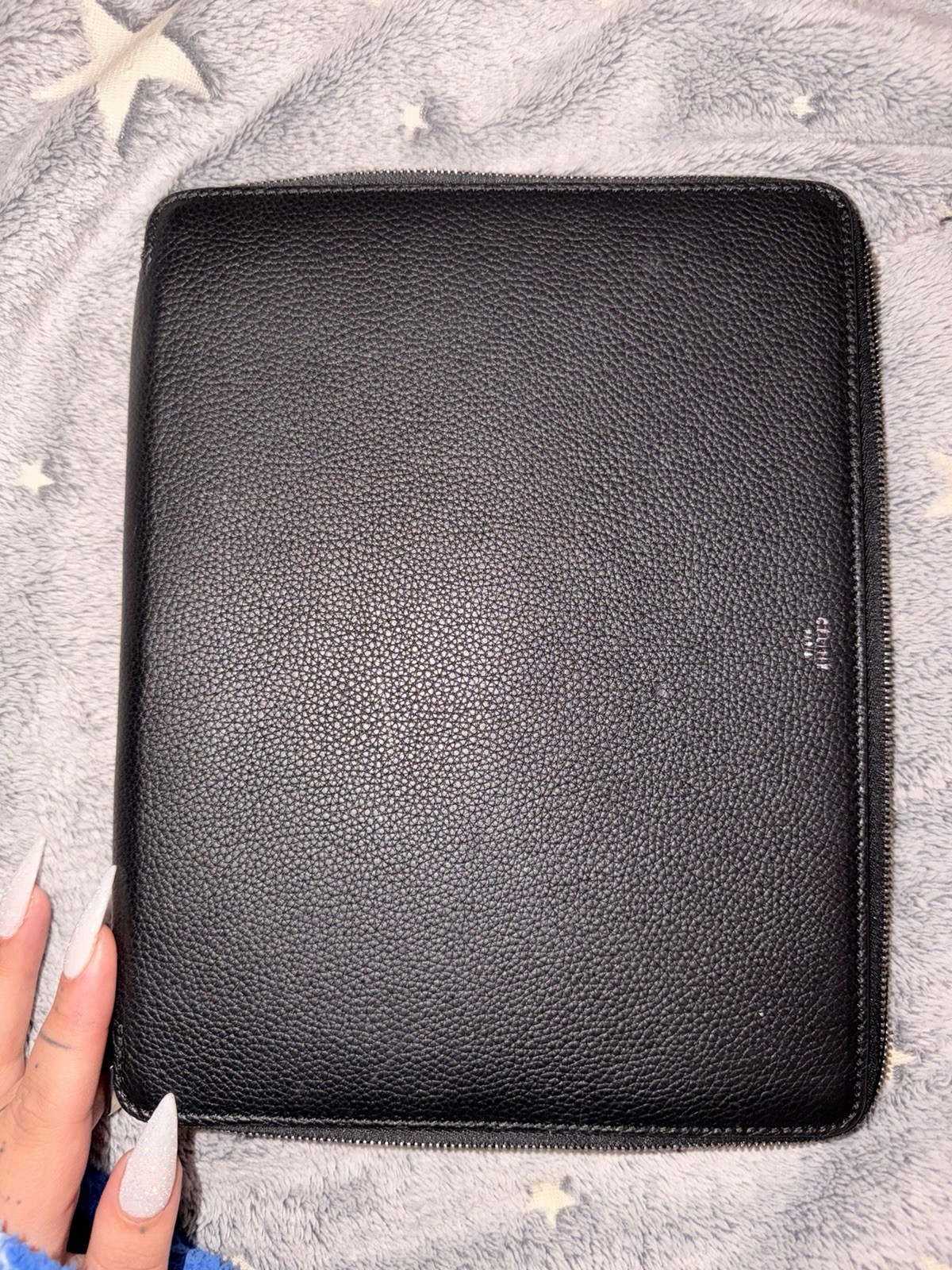 CELINE Leather Folio Case Black Yellow Tablet iPad Case