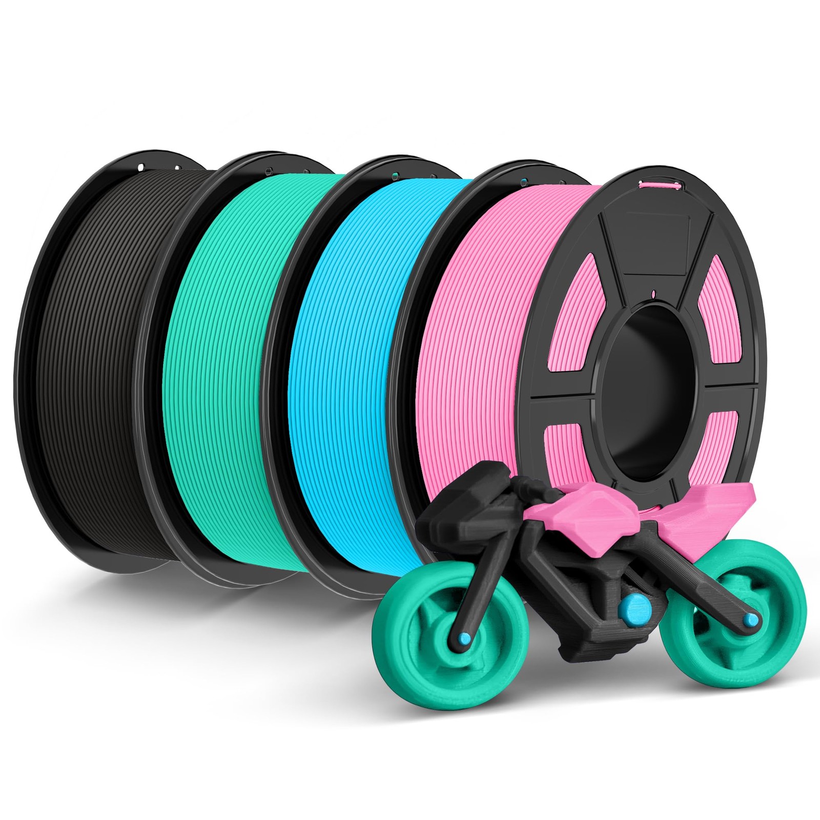 TECBEARS Rapid PETG Filament, Black, Mint Green, Sky Blue, Pink