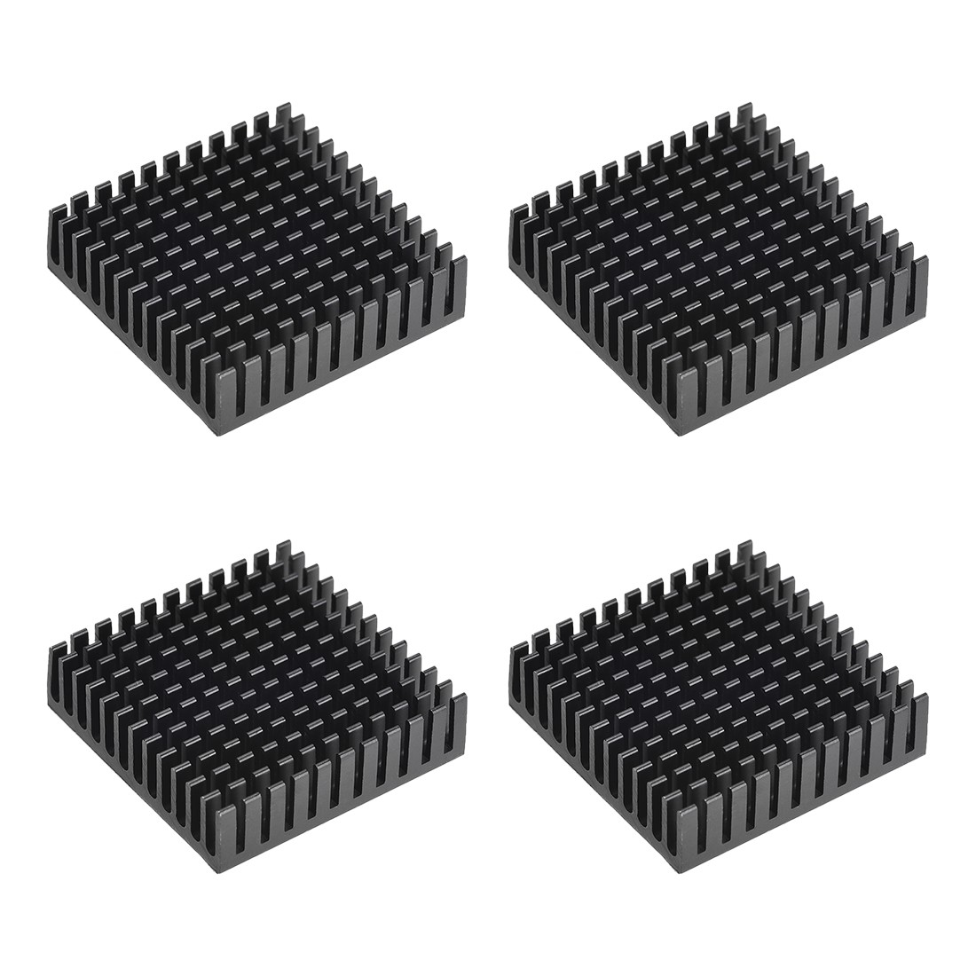 11x40x40mm Black Aluminum Heatsink Thermal Adhesive Pad 3D Printers 4Pcs