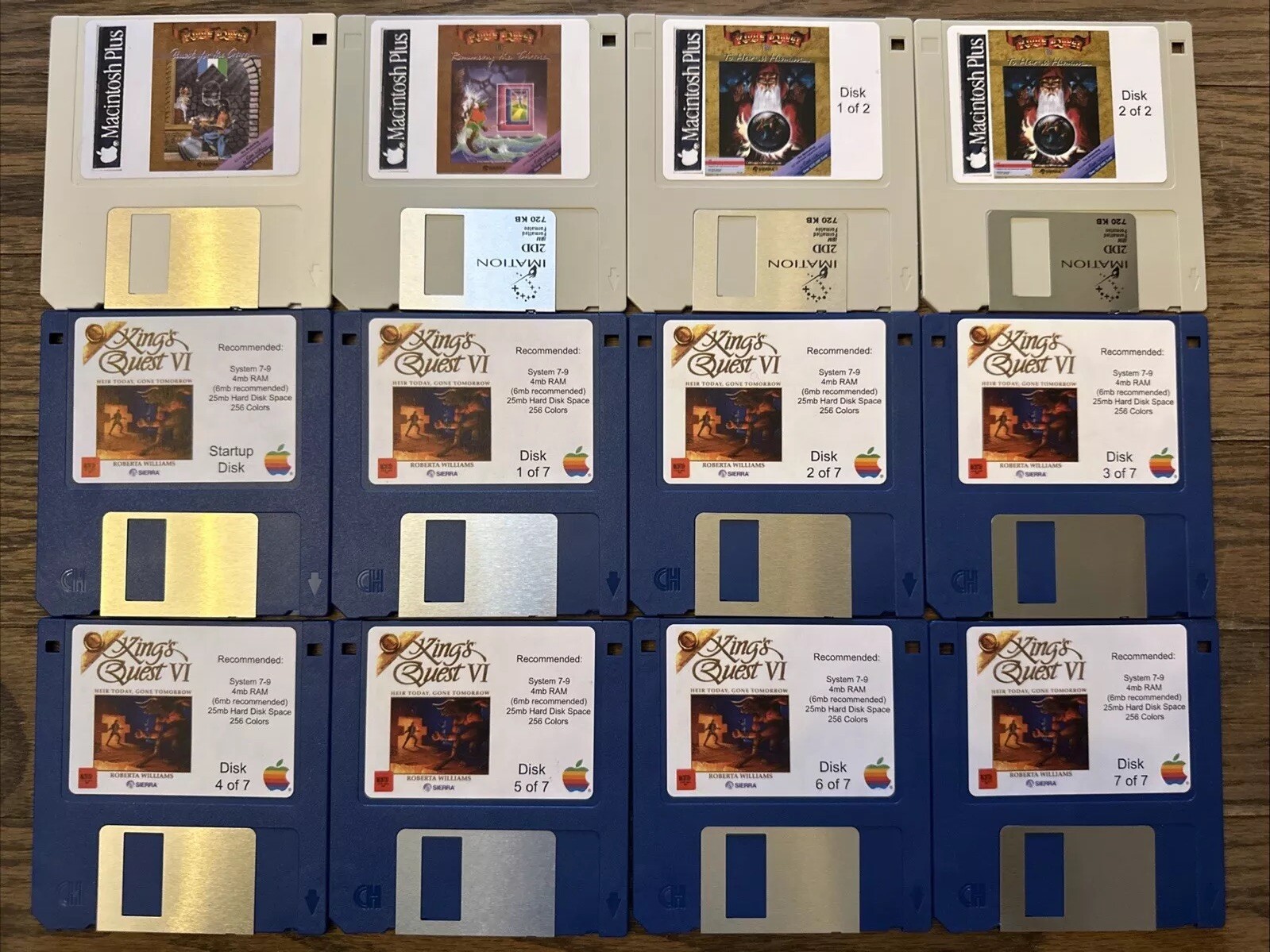 Vintage Apple Macintosh Classic Kings Quest 1,2,3,5 On New 800K/1.4mb Disks