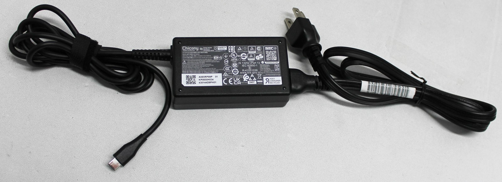 KP.0650H.034 Acer Ac Adapter 65W 3.25A T C A20-065N3A  Cb514-4Ht-359X"GRADE A"