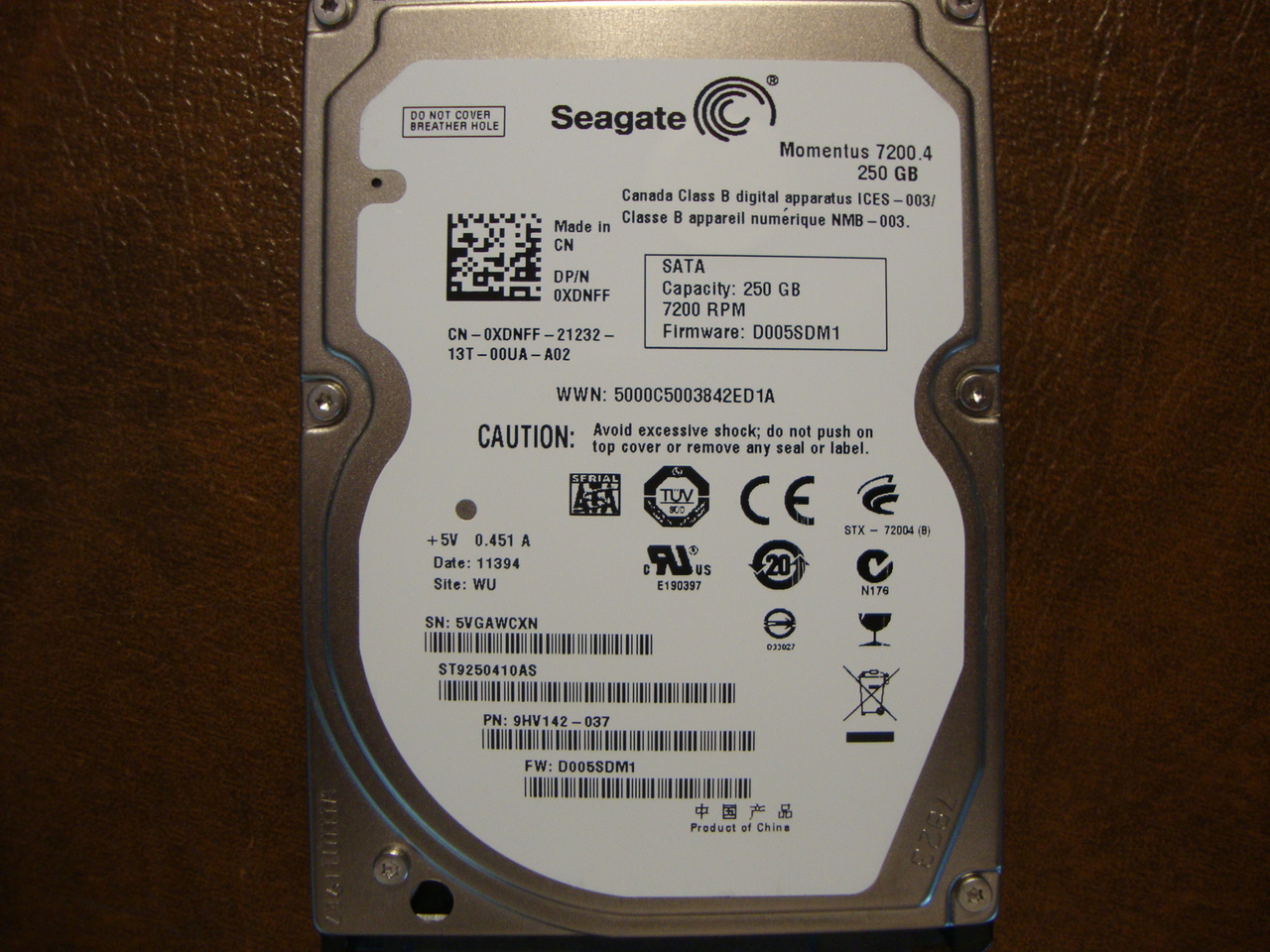 Seagate ST9250410AS 9HV142-037 250gb 2.5" Sata HDD