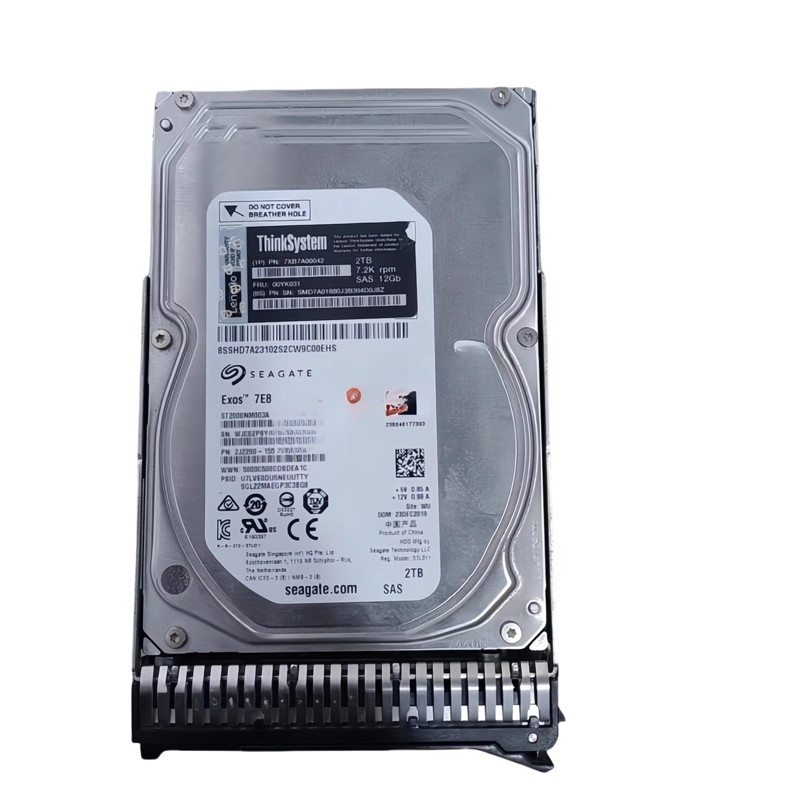 FOR Lenovo ThinkSystem 00YK031 7XB7A00042 2TB 7.2K RPM SAS 12Gb 3.5" HDD