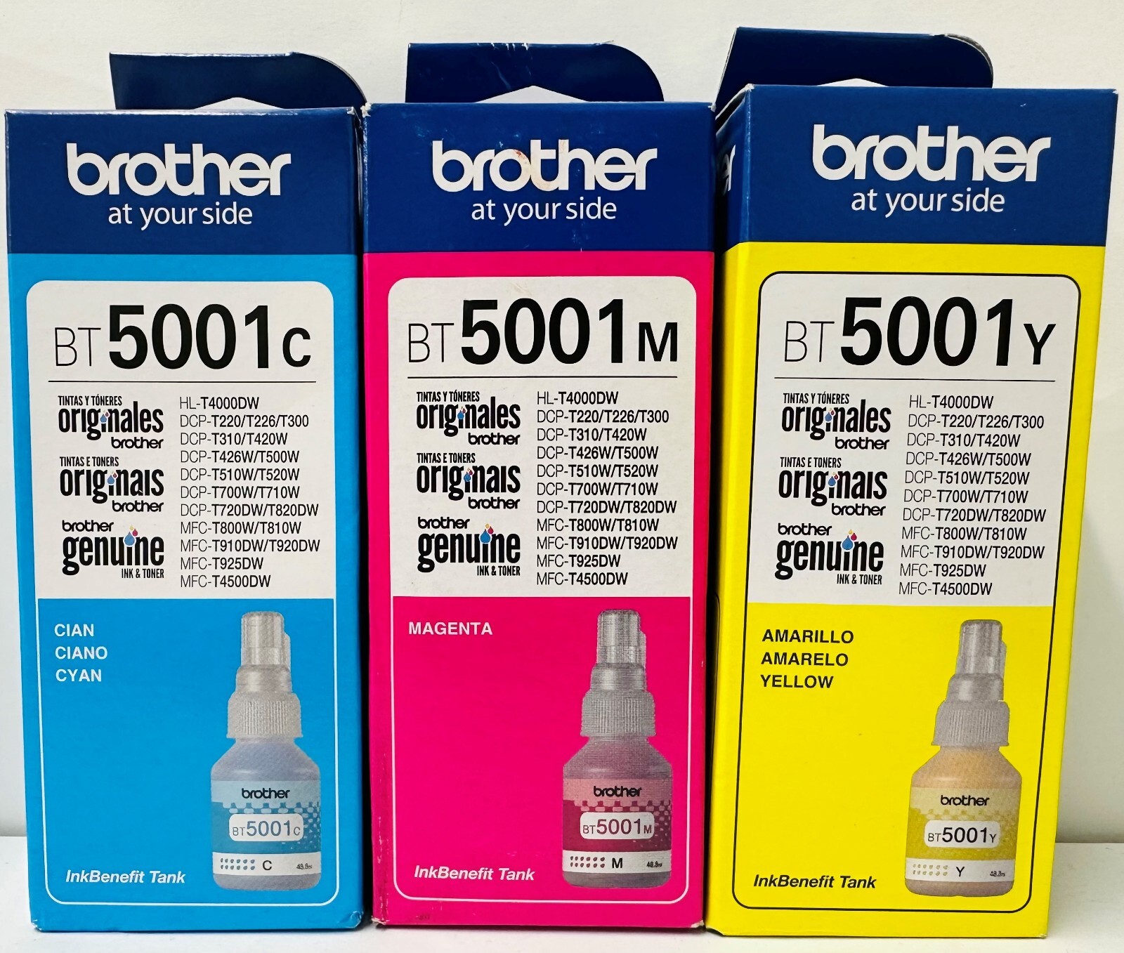 New Genuine Brother BT5001 Cyan Magenta Yellow 3PK Ink Tank Box Exp. 2027