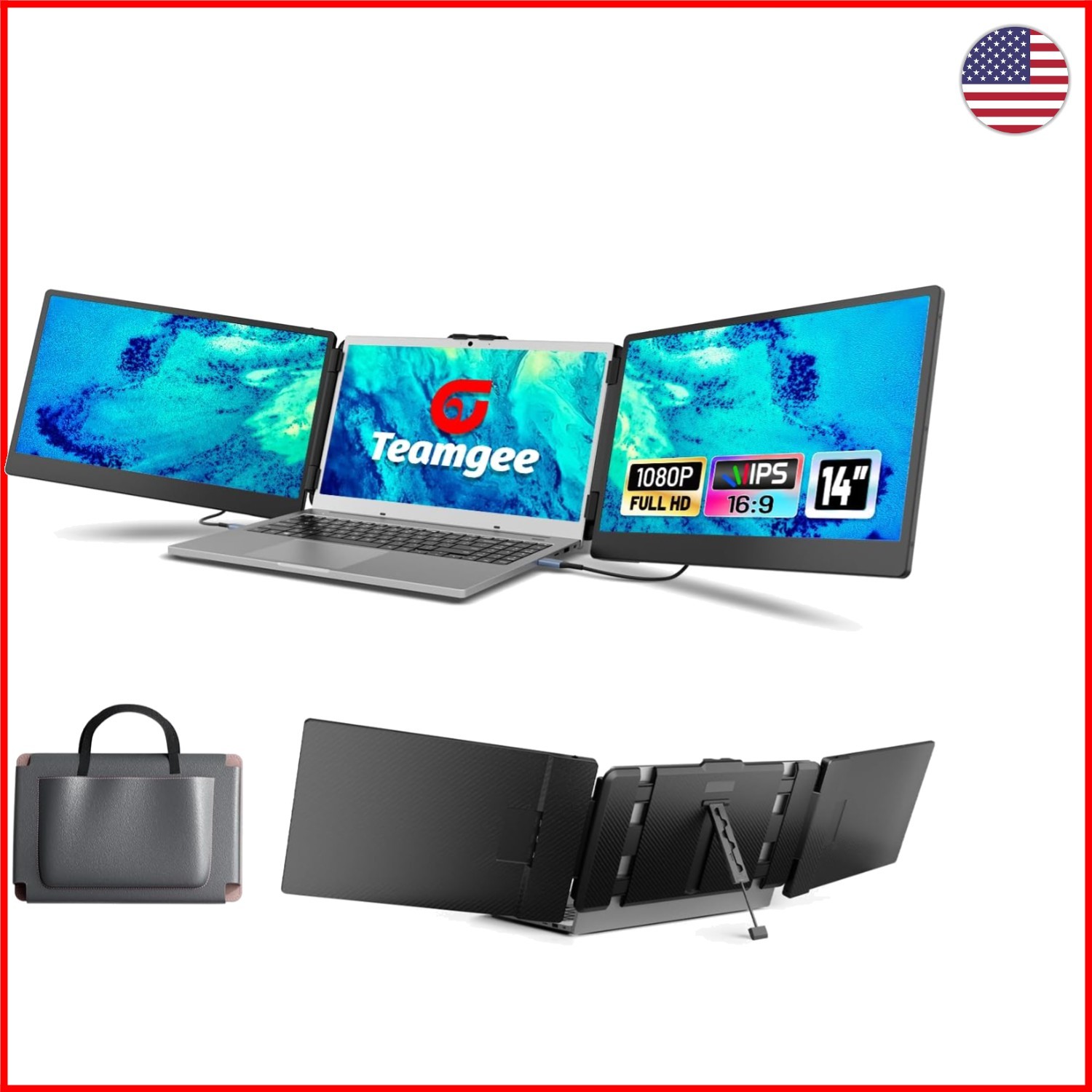 Upgrade Your Laptop: 14" FHD Triple Monitor Extender - Plug & Play Convenience